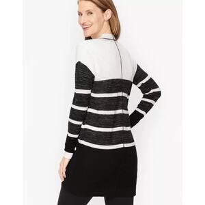 T by Talbots Cardigan XL Petite Minimal Casual Striped Colorblock Mixed Stitch